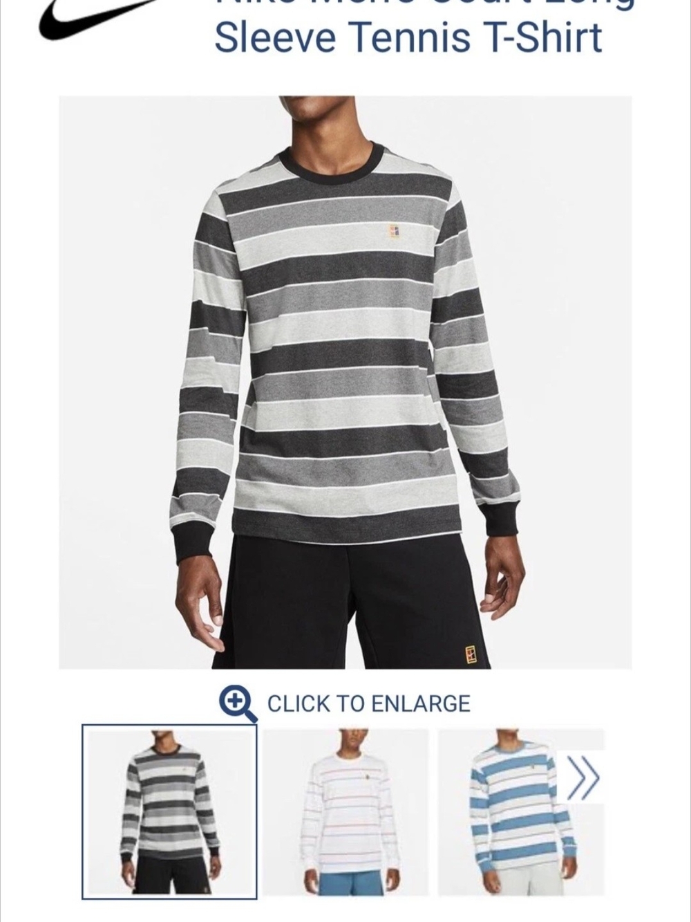 Striped Long Sleeve Nike Tennis T-Shirt